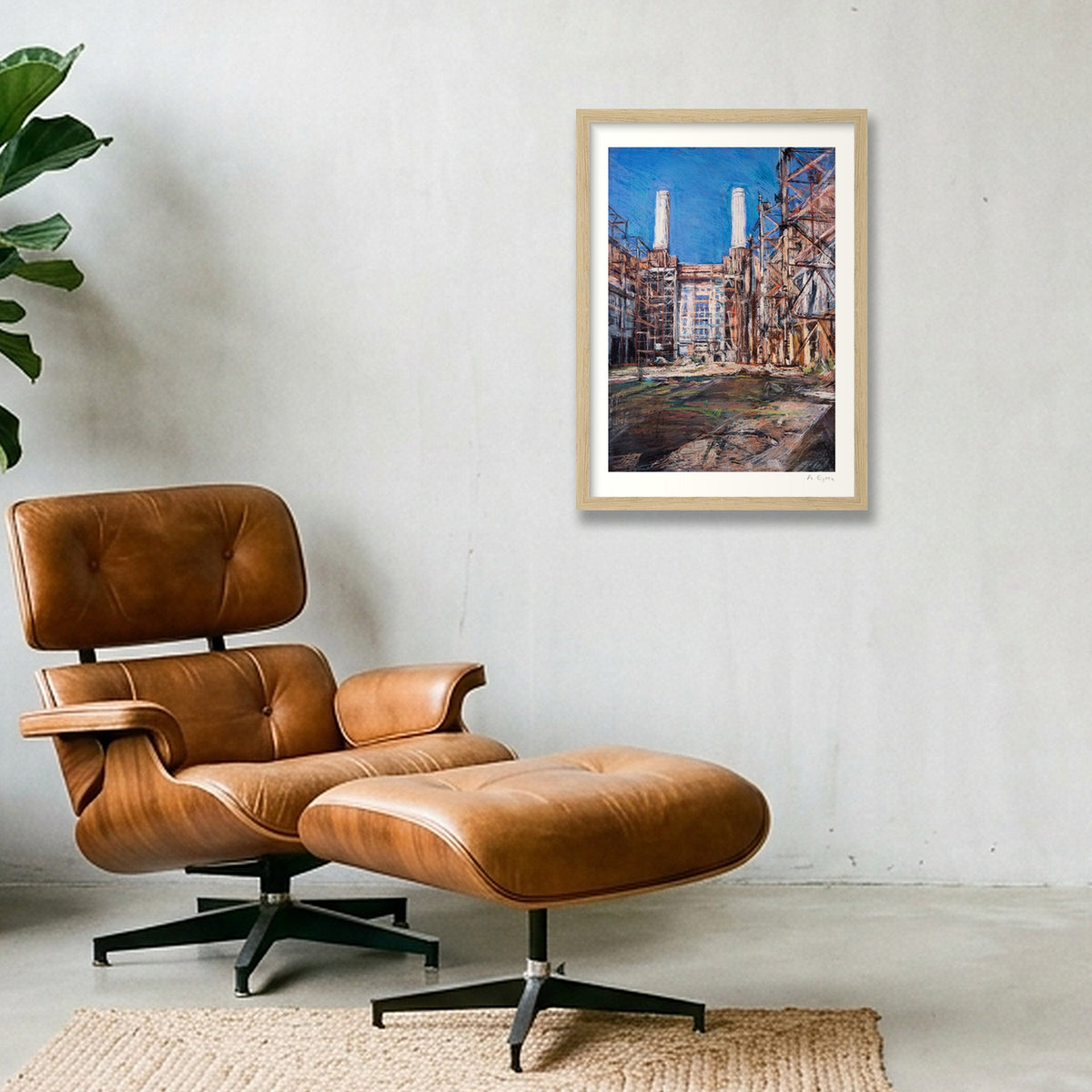 Battersea Power Station Interior  — A3 (30×42cm, 12×17") Oak Frame