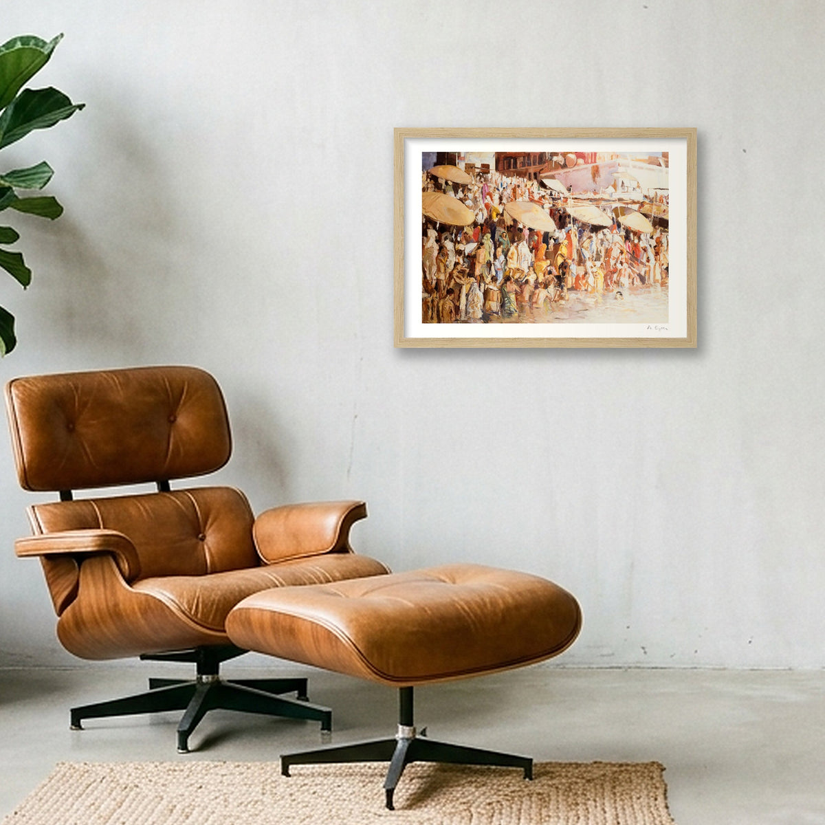 Varanasi Umbrellas — A3 (42×30cm, 17×12") Oak Frame