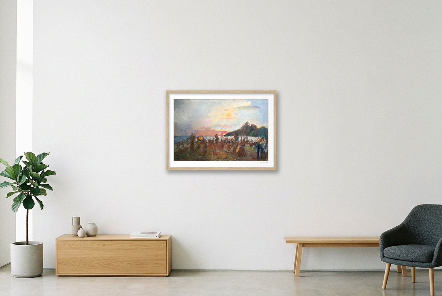 Ipenema Beach, Brazil — A2 (59×42cm, 23×17") Oak Frame