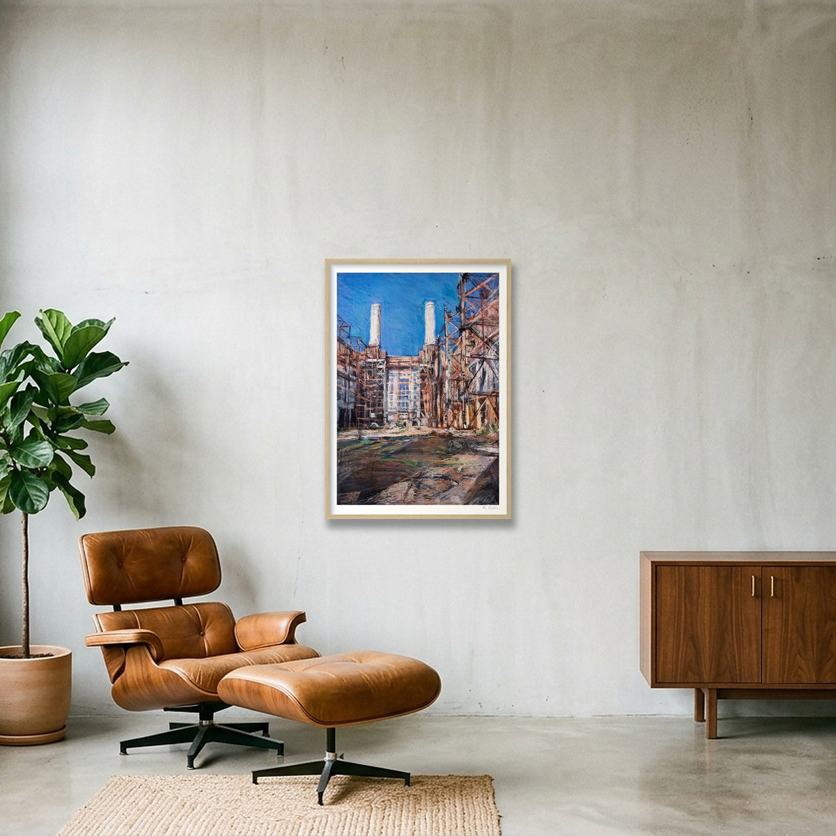 Battersea Power Station Interior  — A1 (59×84cm, 23×33") Oak Frame