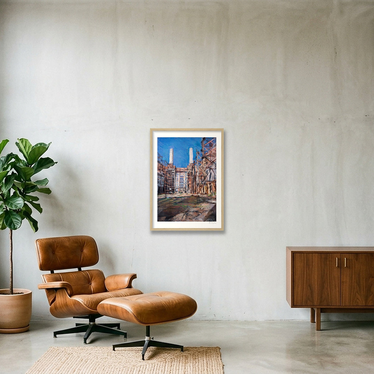 Battersea Power Station Interior  — A2 (42×59cm, 17×23") Oak Frame